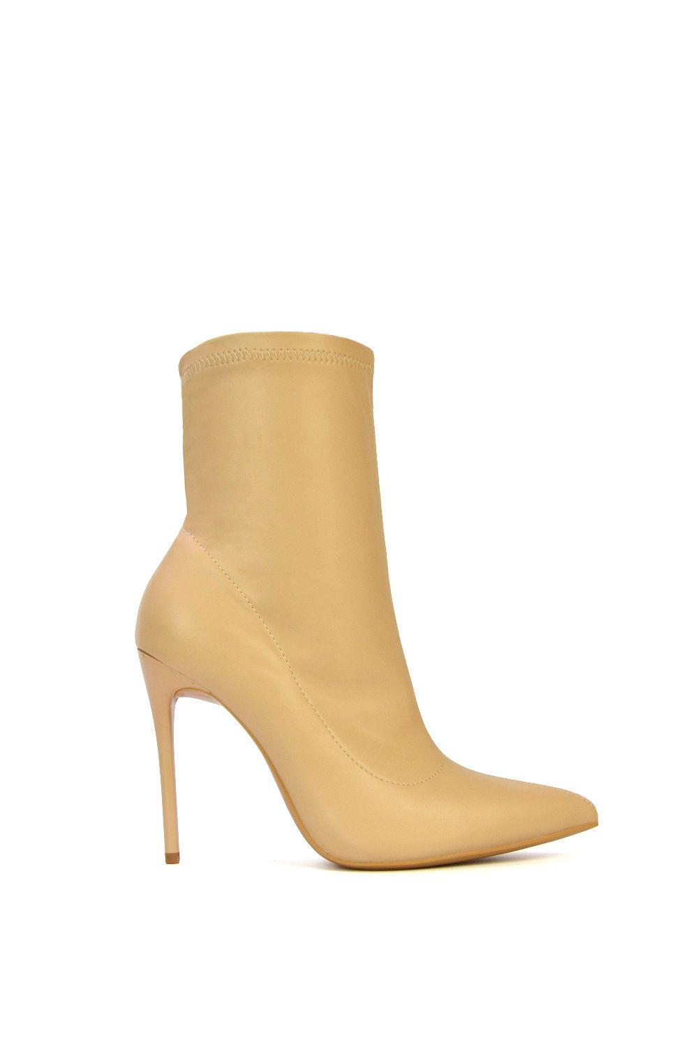 'Felix' Pointed Toe Stretchy Sock Ankle Boots With Stiletto Heel by XY LONDON