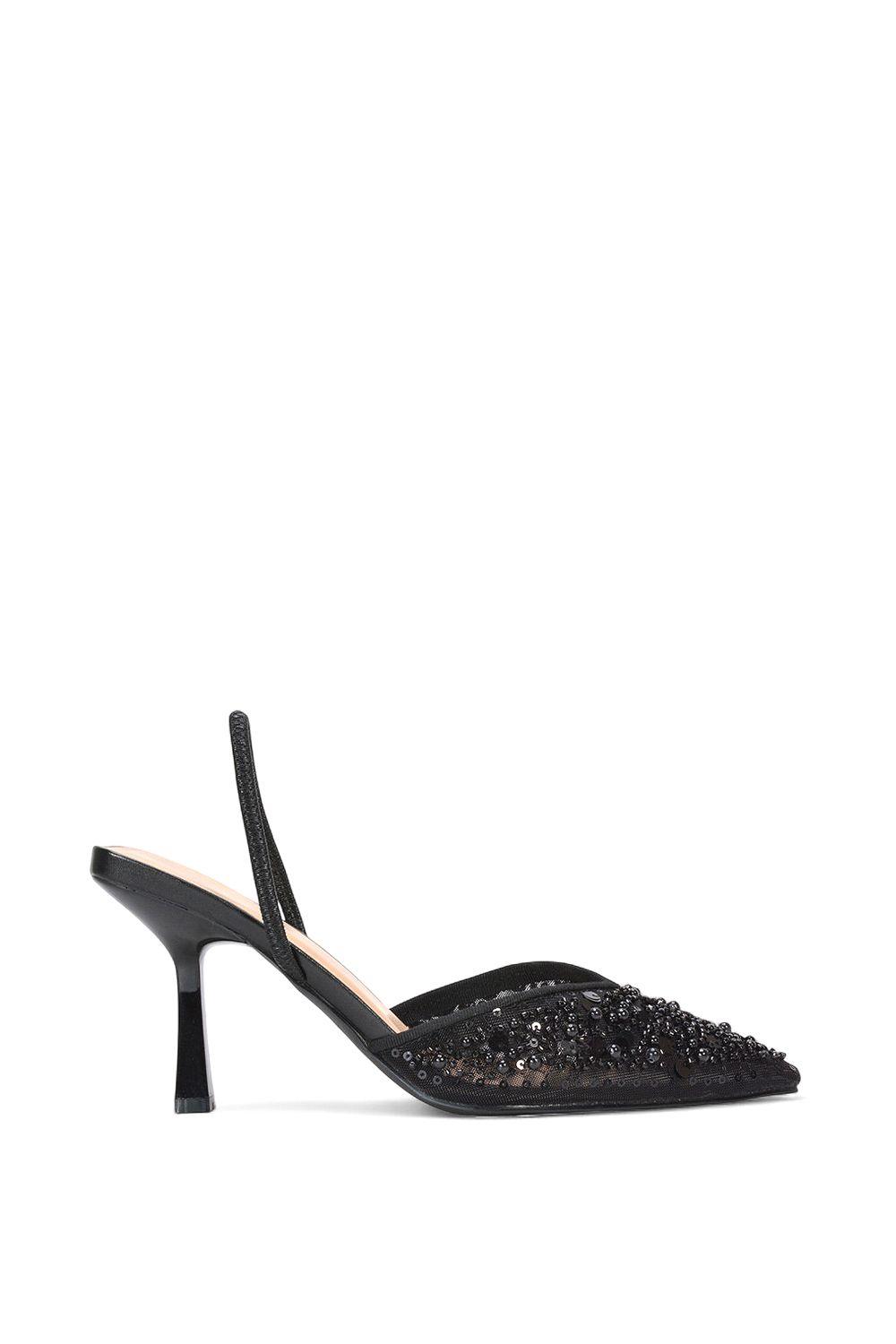 'Gaynor' Stiletto Heel Slingback Sequin Court Shoes by XY LONDON