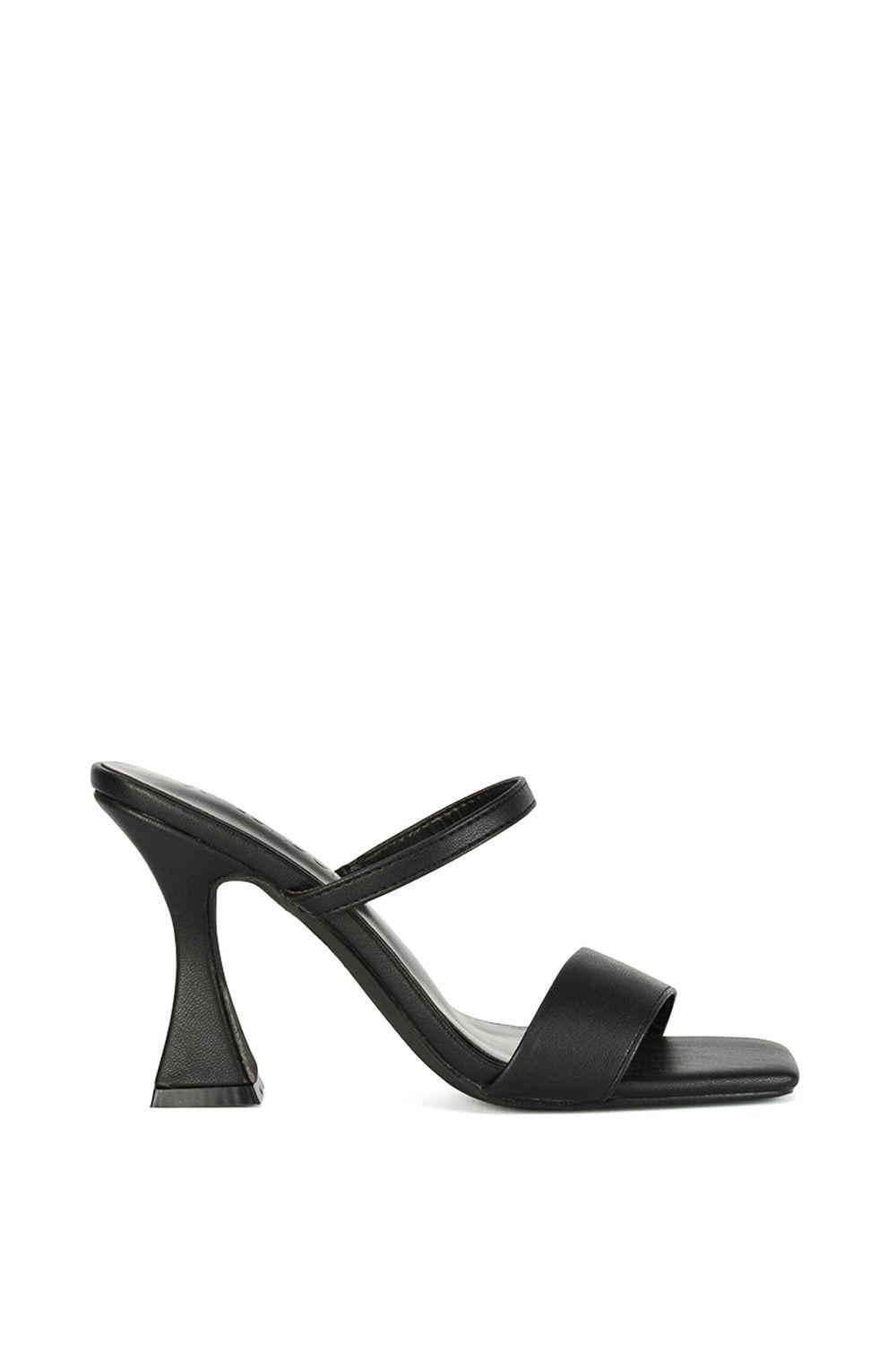 'Haven' Double Strap Square Toe Sculptured Heel Mule Sandals by XY LONDON