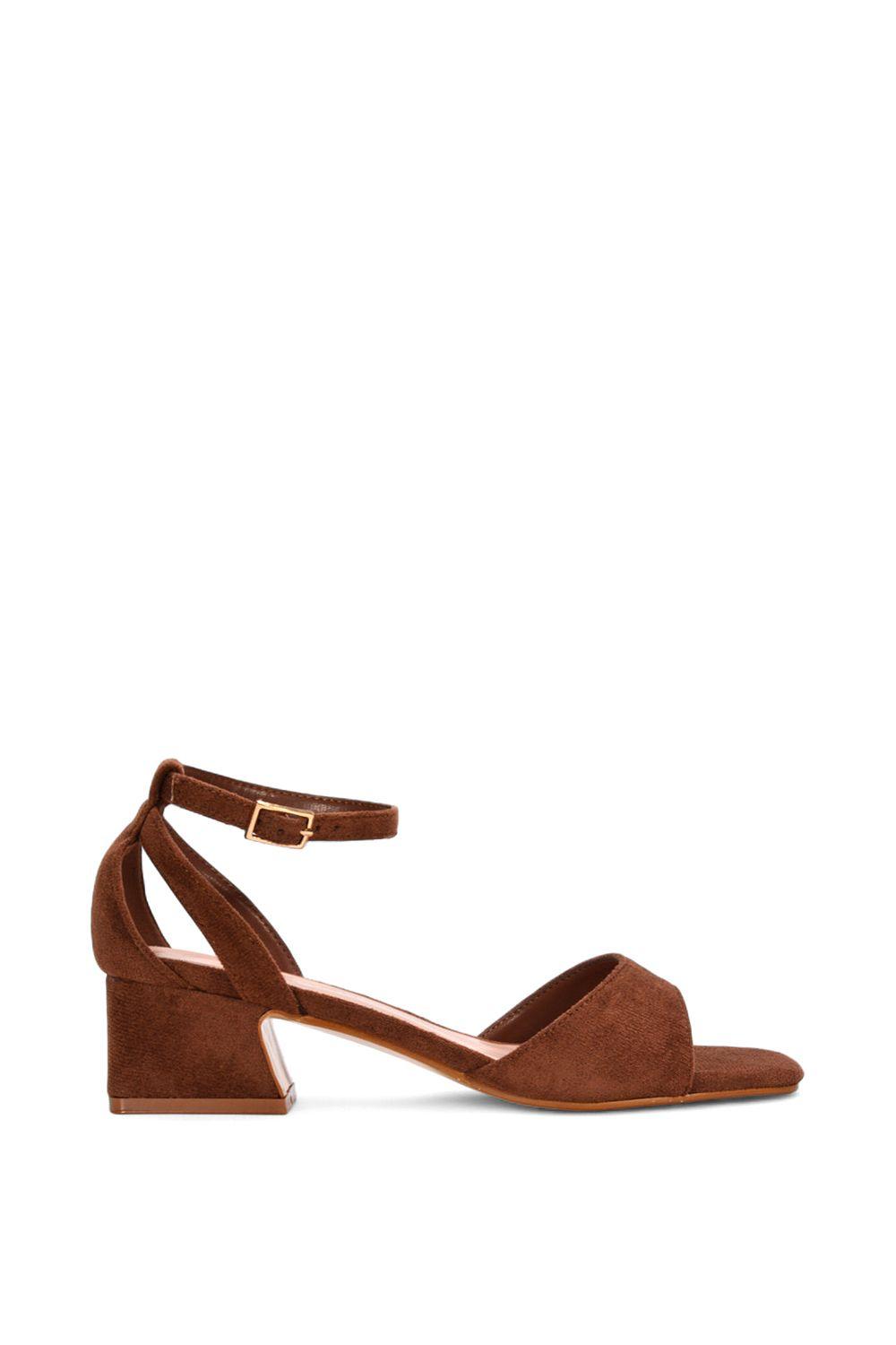 'Hayley' Cut Out Strappy Block Heels With Ankle Strap by XY LONDON