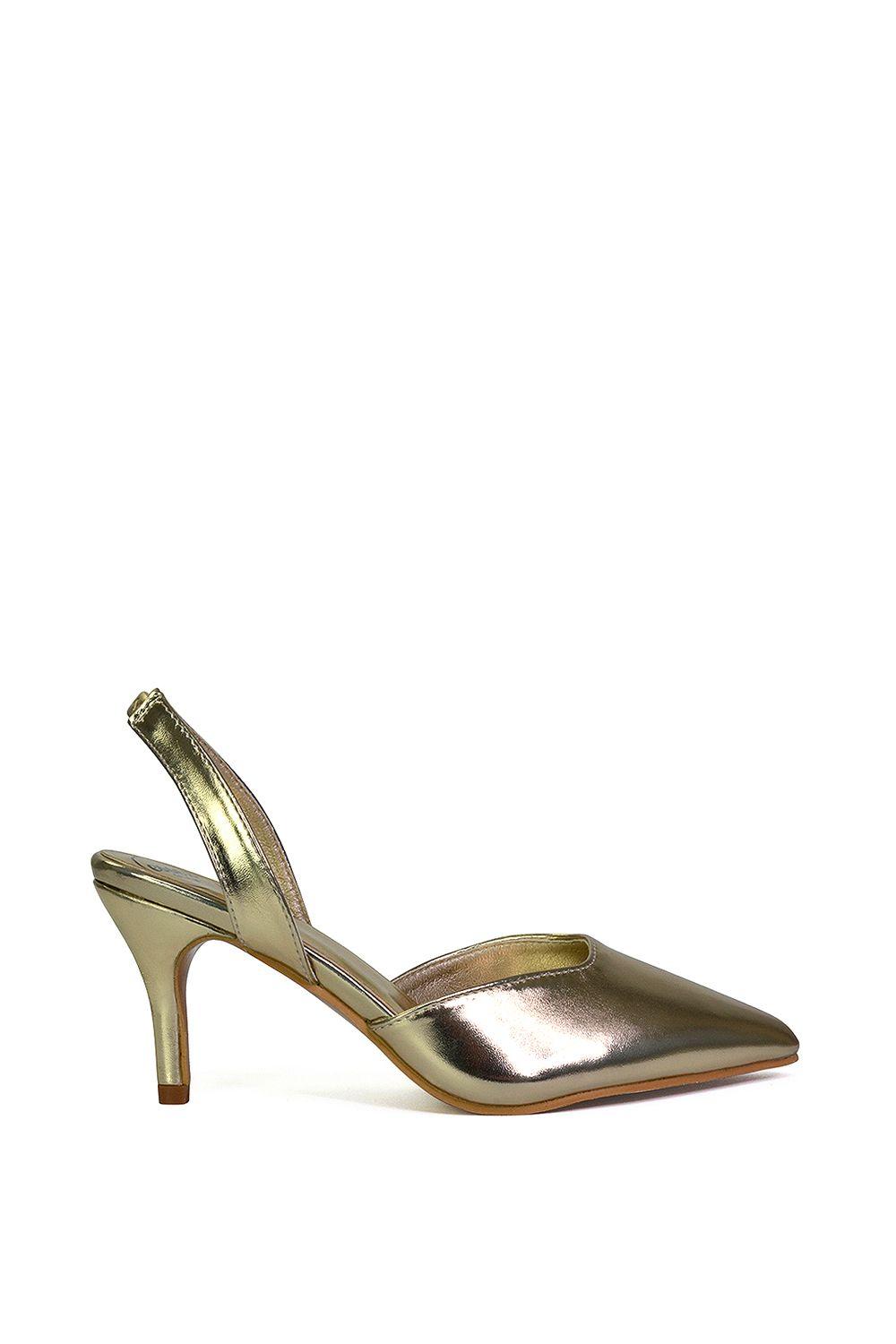 'Imogen' Pointed Toe SlingBack Stiletto Mid Heel Court Shoes by XY LONDON