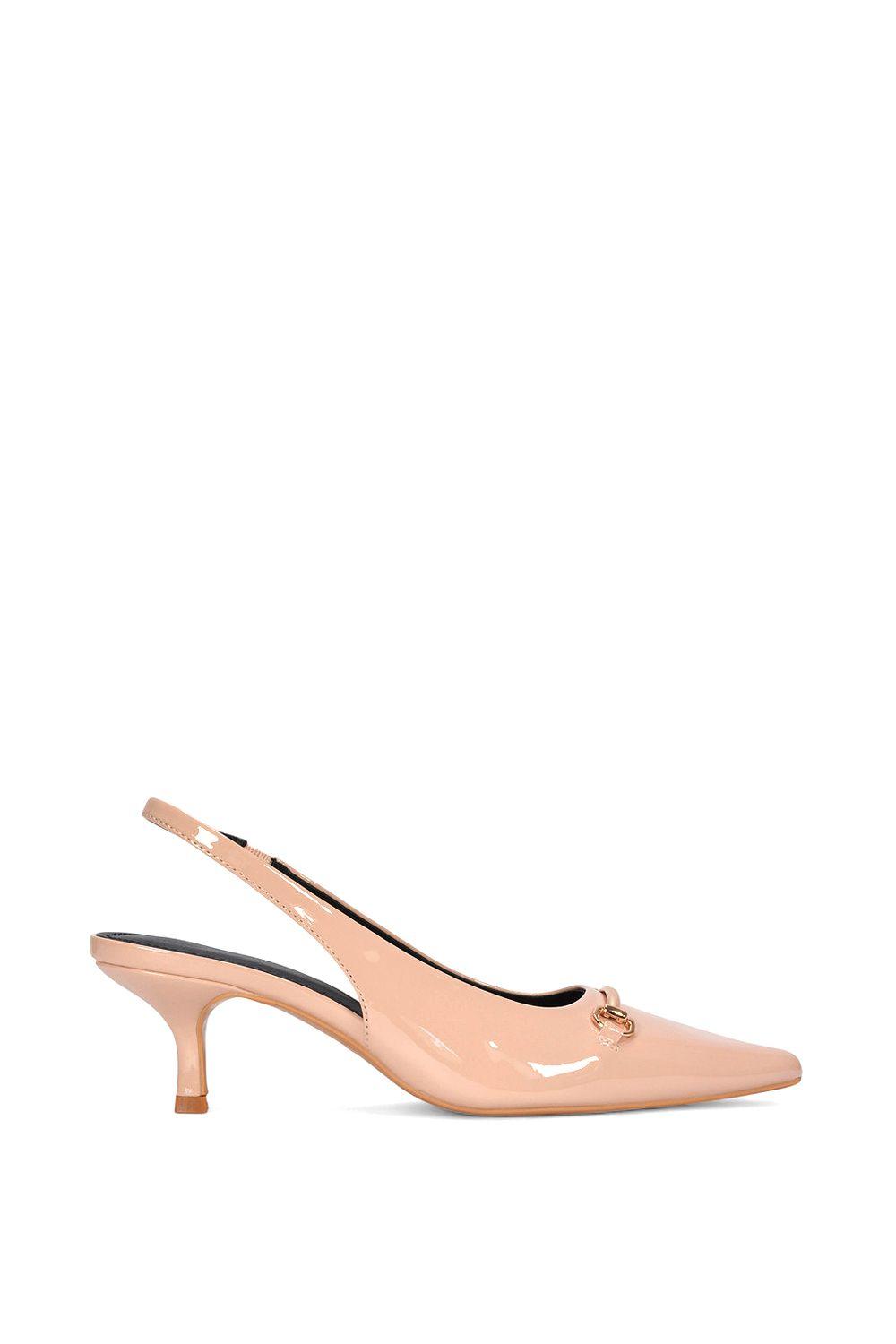 'Jane' Pointed Toe Slingback Mid Kitten Heels with Buckle by XY LONDON