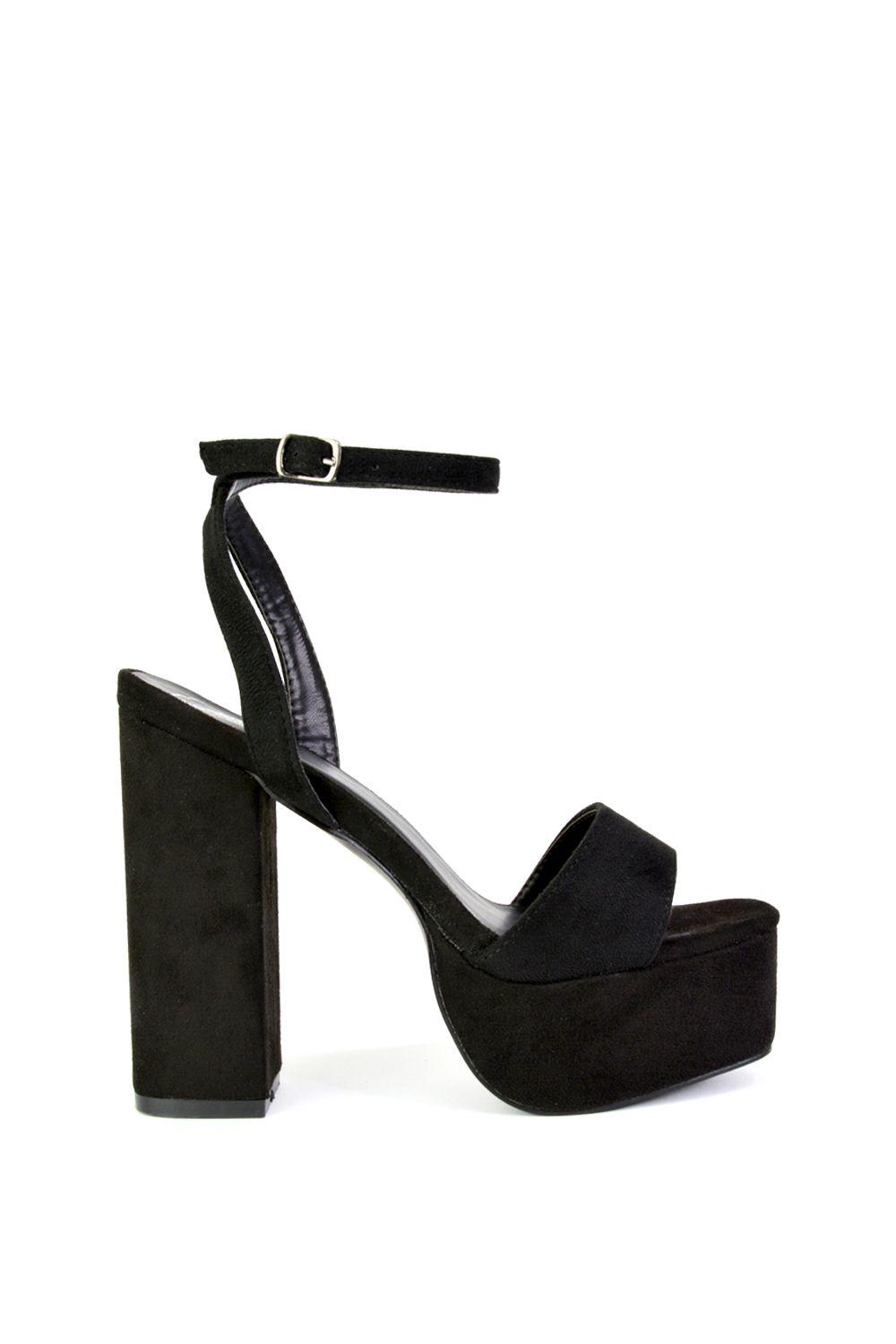 'Jayce' Strappy Chunky Block High Heel Platform Shoes With Square Toe by XY LONDON