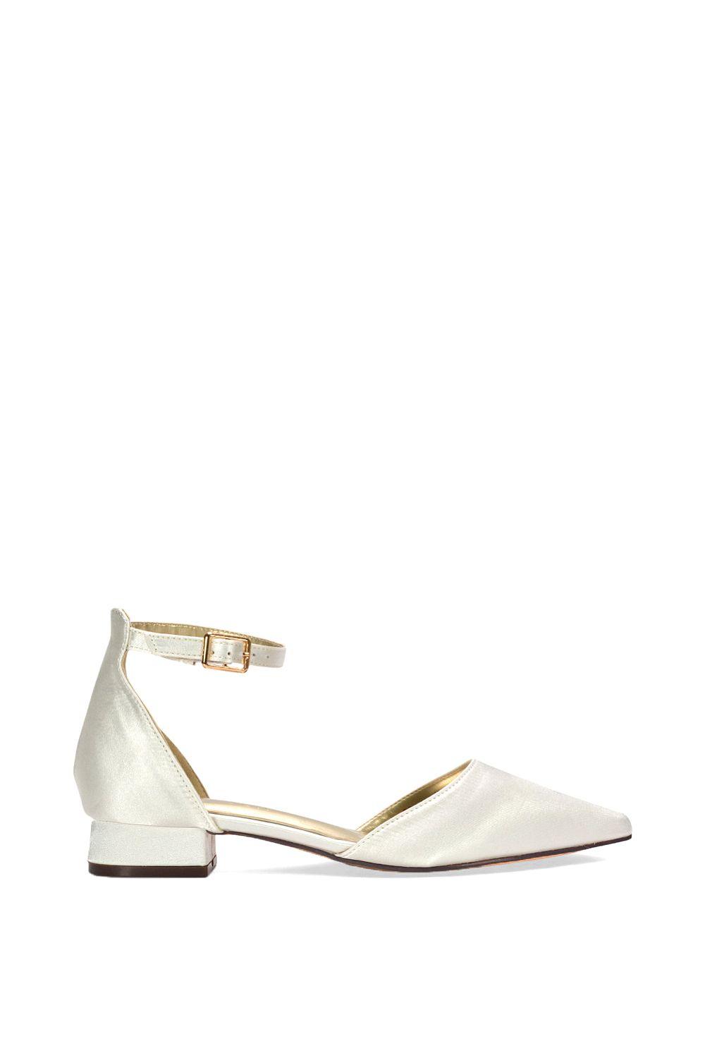 'Jenny' Ivory Satin Bridal Court Shoes With Low Heel by XY LONDON