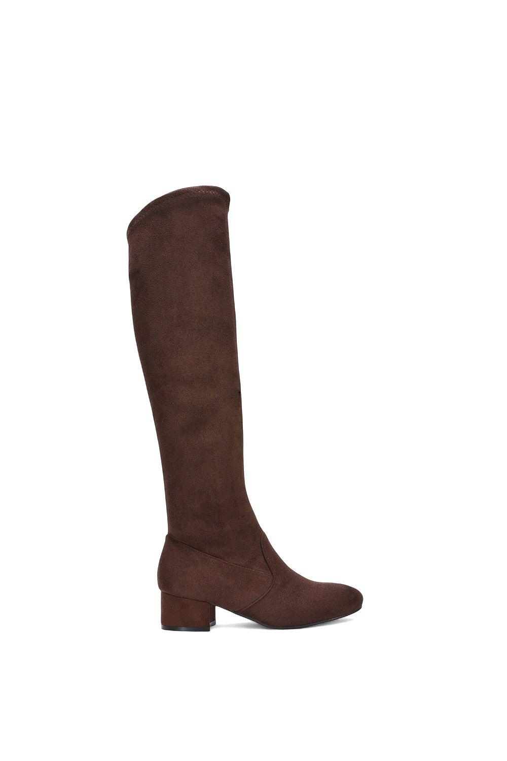 'June' Low Block Heel Knee High Boots by XY LONDON