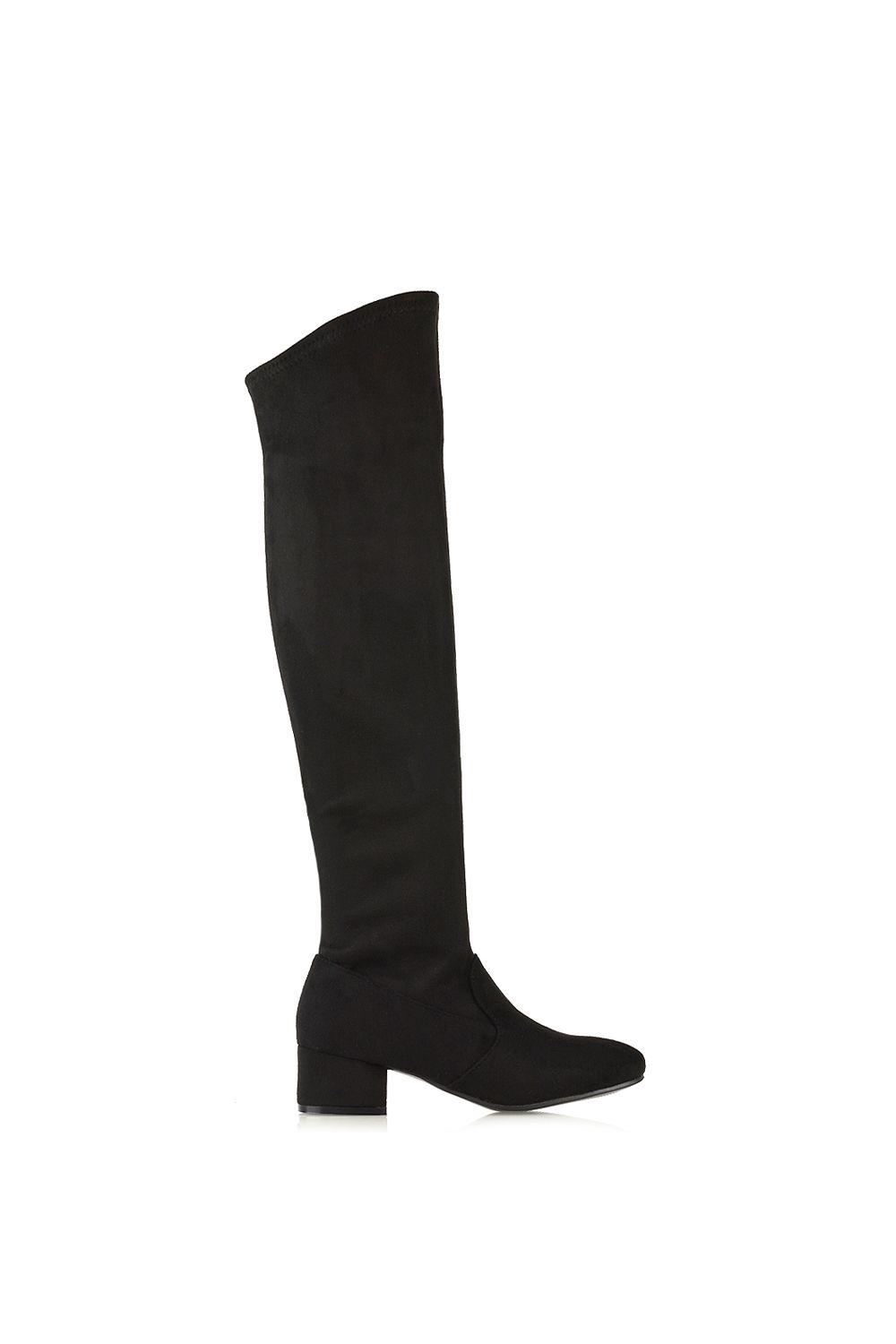 'June' Round Toe Knee High Boots With Block Heel by XY LONDON