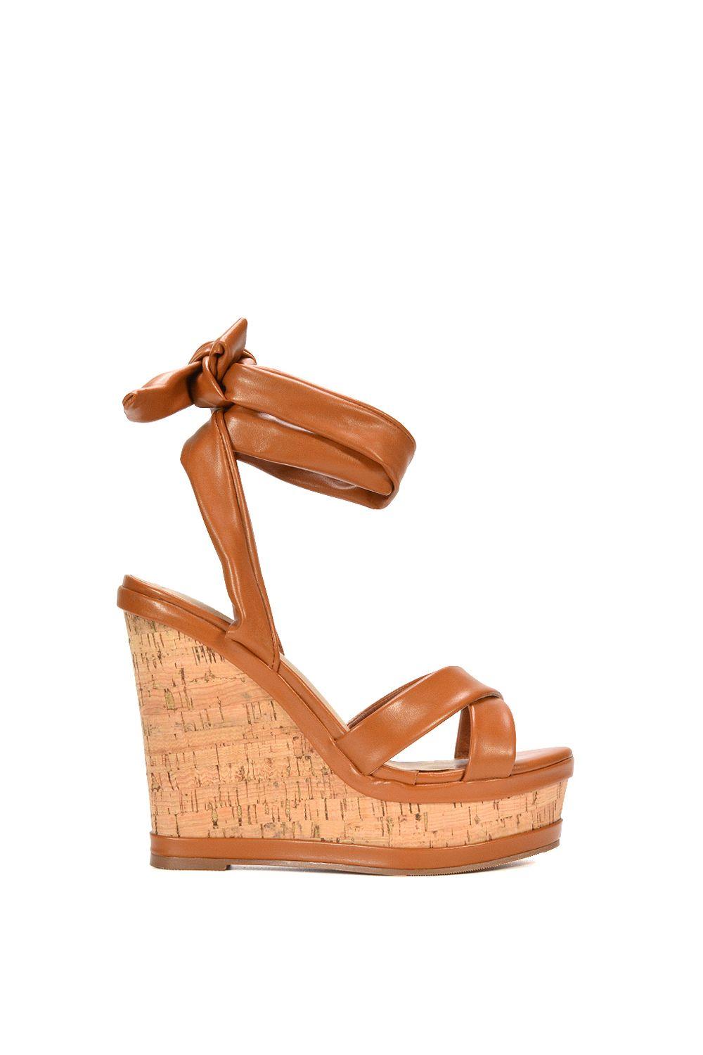 'Kammie' Lace Up Strappy Cork Platform Wedge Heel Sandal Shoes by XY LONDON 'Kammie' Lace Up Strappy Cork Platform Wedge Heel Sandal Shoes by XY LONDON