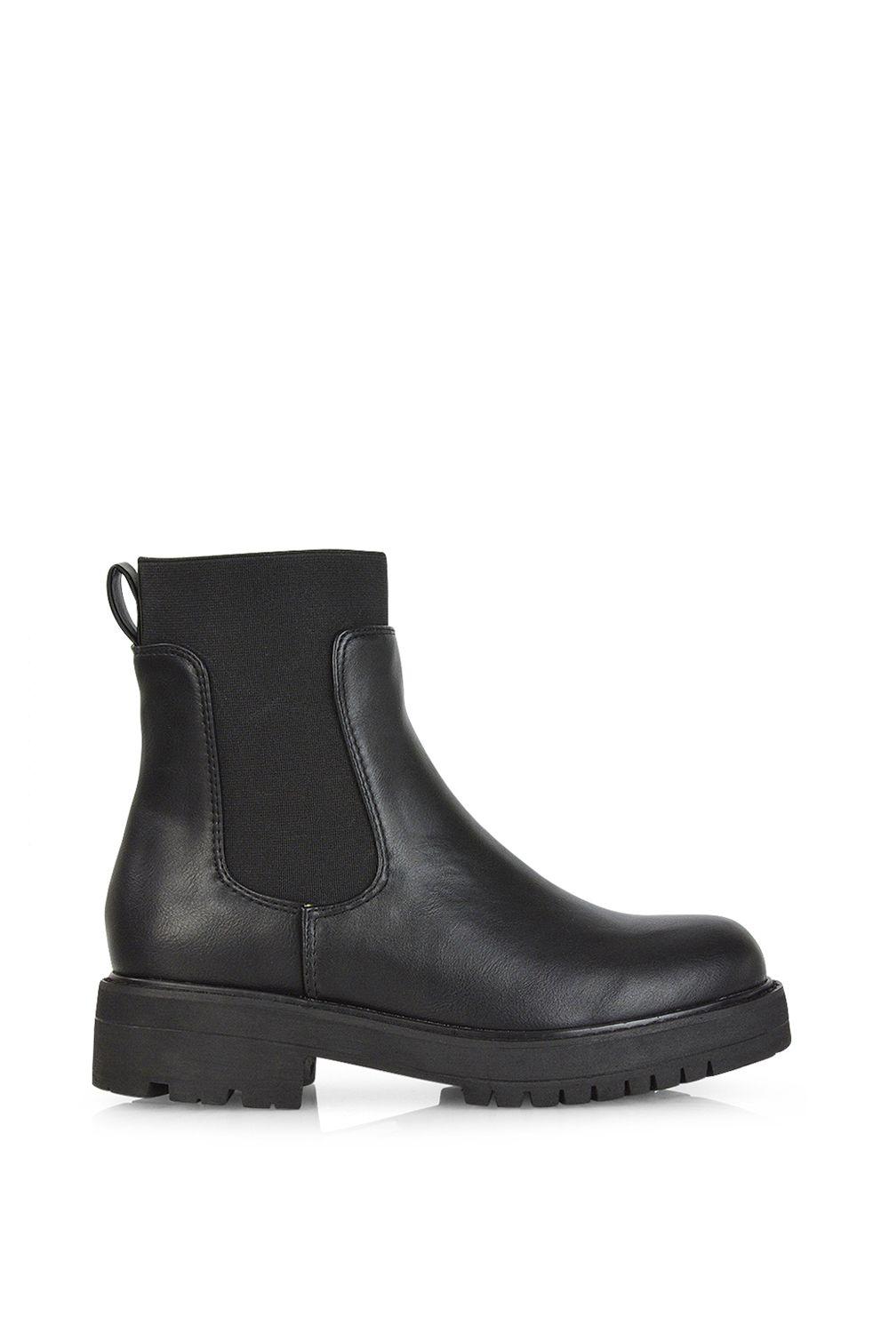 'Karev' Black Ankle Boots Pull On Elasticated Gusset Chelsea by XY LONDON