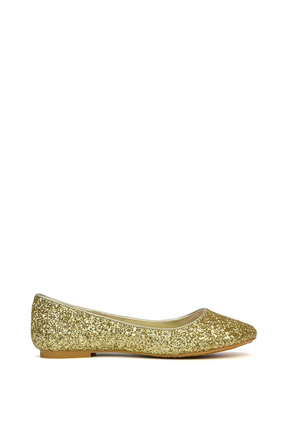 'Karissa' Flat Slip on Sparkly Glitter Ballerina Pumps by XY LONDON