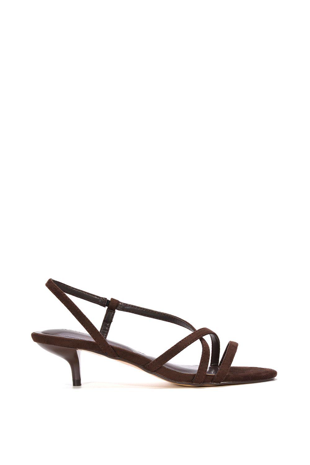 'Kayla' Slip On Strappy Slingback Kitten Heeled Sandals by XY LONDON