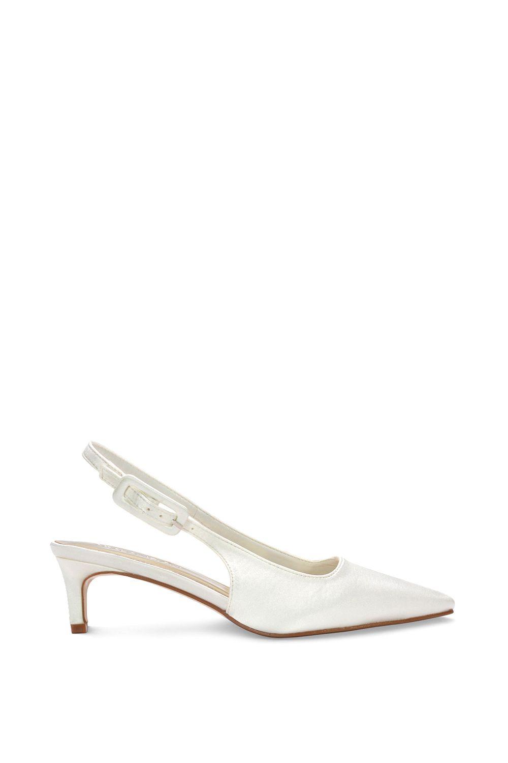'Kelly' Bridal Ivory Satin Court Heels With Slingback by XY LONDON