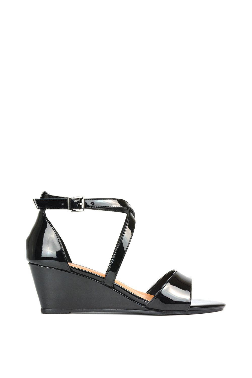 'Kylie' Strappy Sandal Wedge Heels With Ankle Strap by XY LONDON