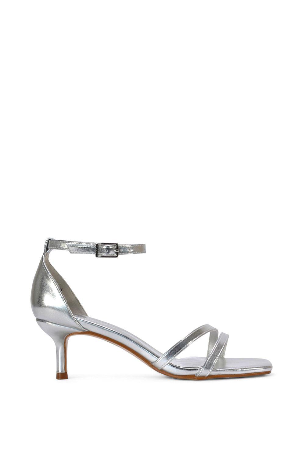 'Lea' Open Toe Strappy Low Kitten Heel Sandal Shoes by XY LONDON