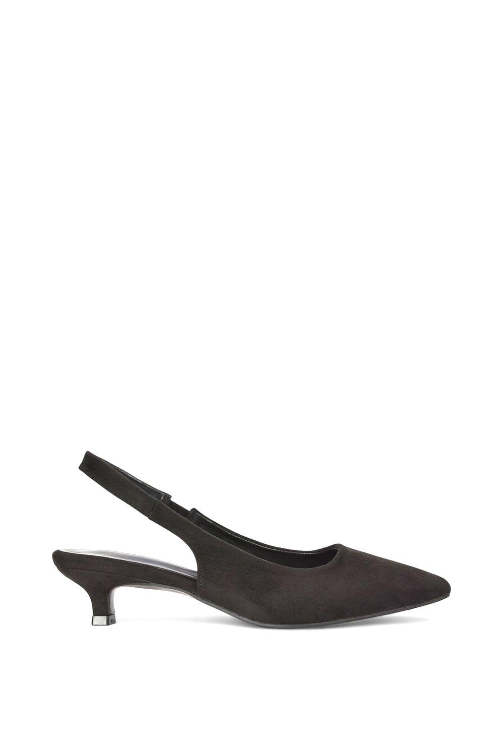'Leila' Pointed Toe Low Kitten Heel Slingback Court Shoes by XY LONDON