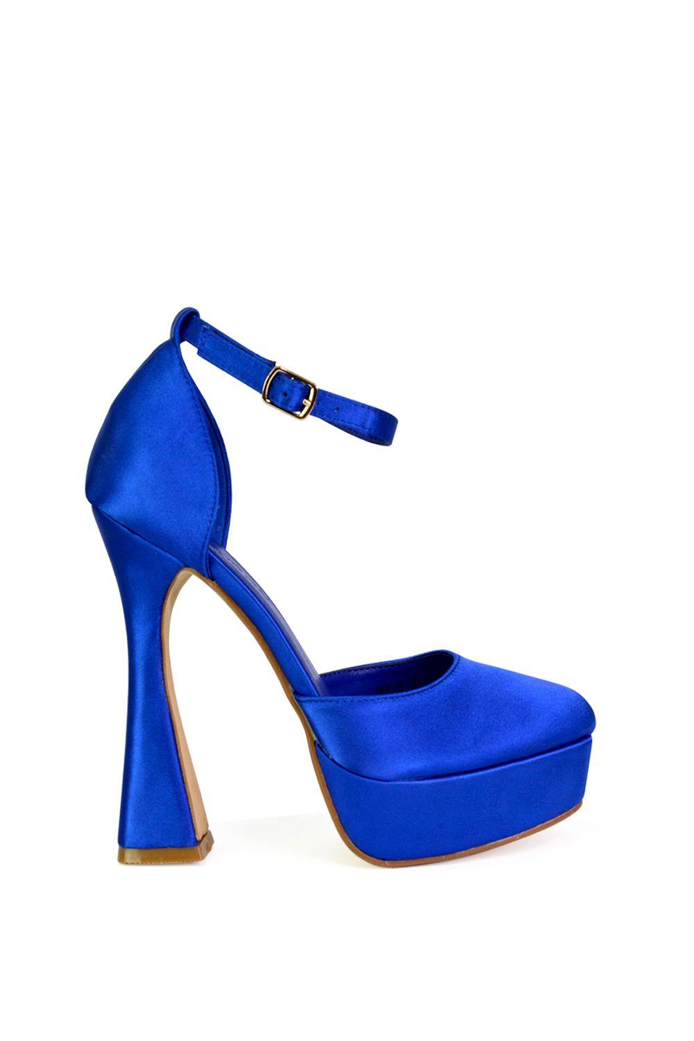 'Leonardo' Satin Court High Heels Platform Wedding Shoes by XY LONDON
