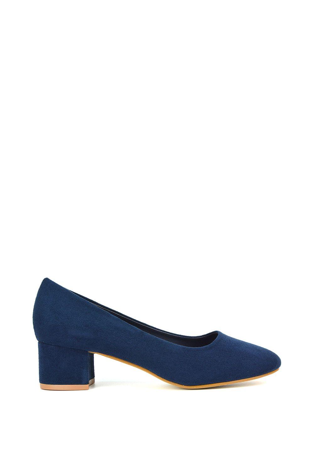 'Liberty' Low Block Heel Round Toe Slip On Court Shoes by XY LONDON