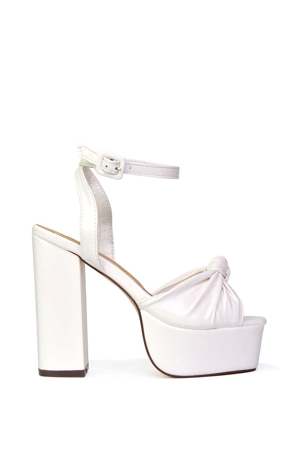'Lillian' Peep Toe Strappy Chunky Block High Heel Platform Shoes by XY LONDON