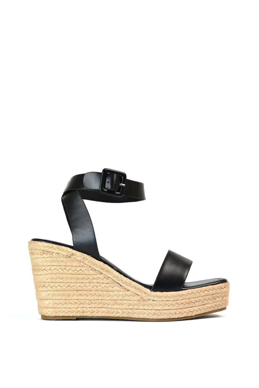 'Linda' Strappy Platform Woven Wedge Heel Sandals by XY LONDON