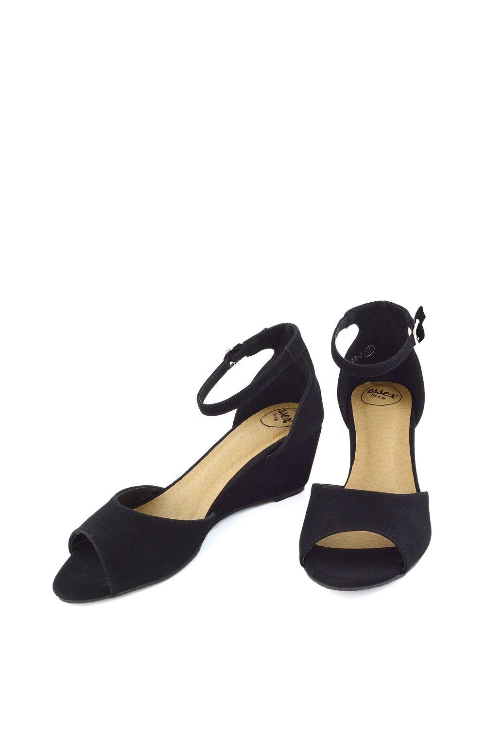'Lottie' Peeptoe Mid Wedge Heel Sandals by XY LONDON