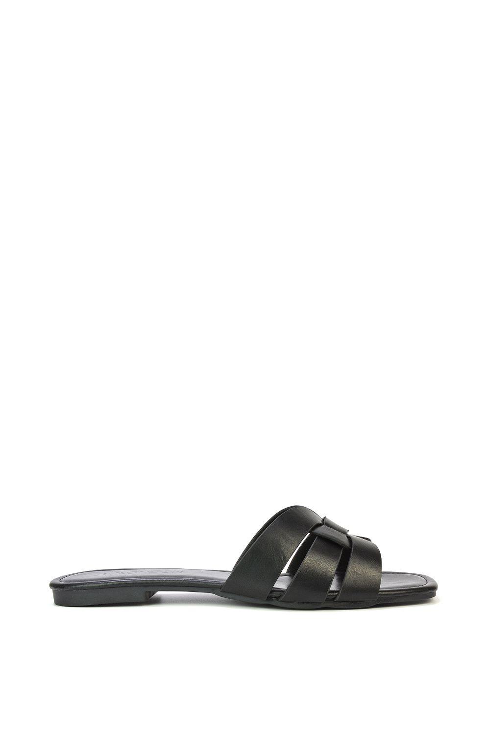 'Luci' Strappy Slider Sandals With Square Toe by XY LONDON