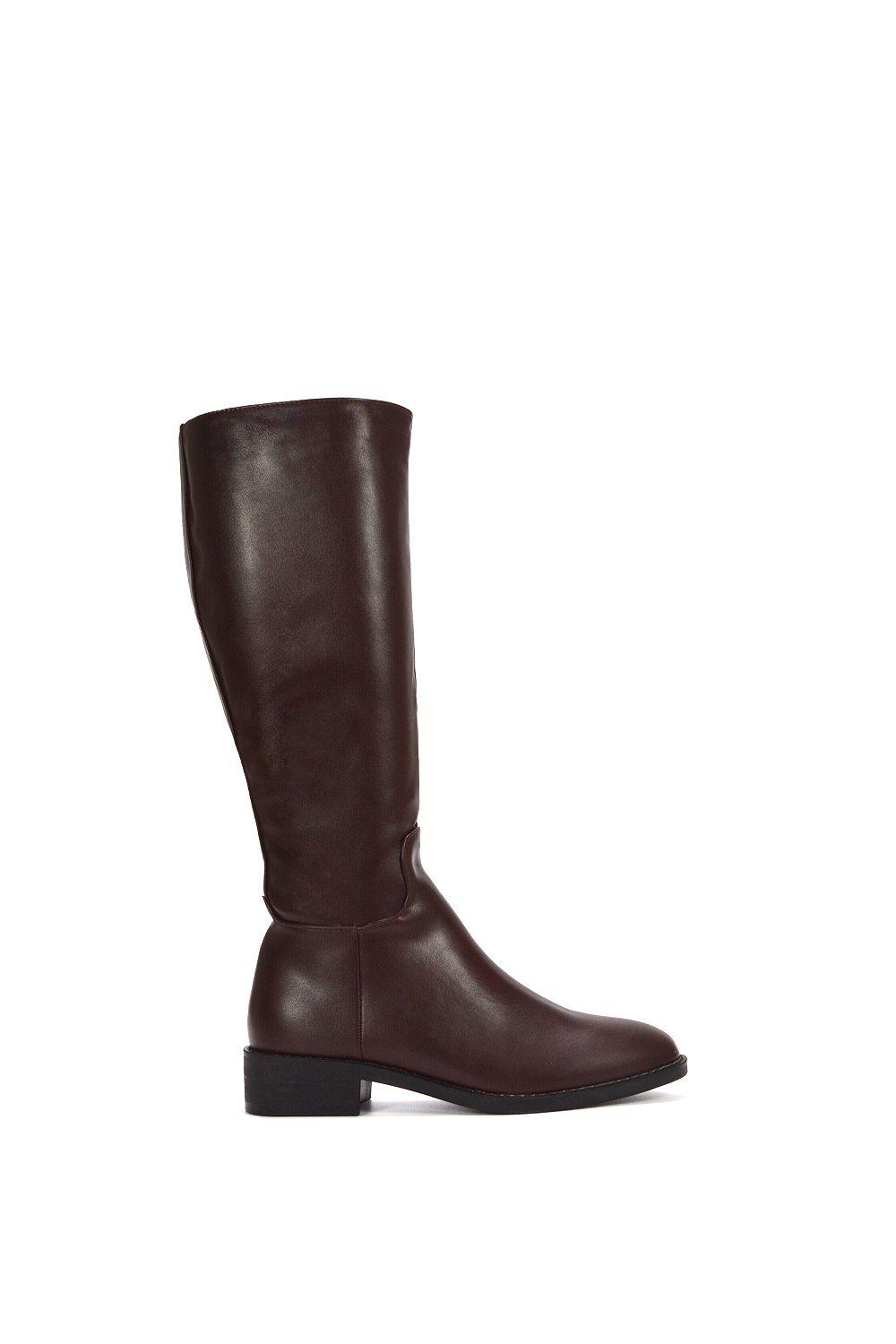 'Lucia' Low Block Heel Knee High Riding Boots by XY LONDON