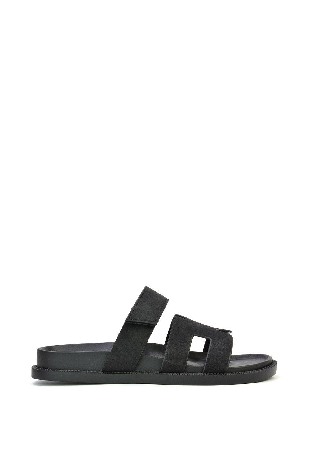 'Lydia' Flat Slip On Adjustable Strap Slider Sandals by XY LONDON