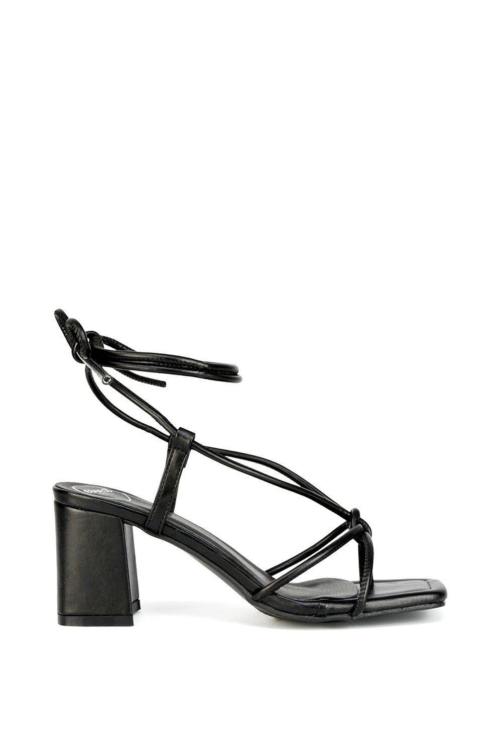 'Mackenzie' Square Toe Post Lace up Block Heel Sandals by XY LONDON
