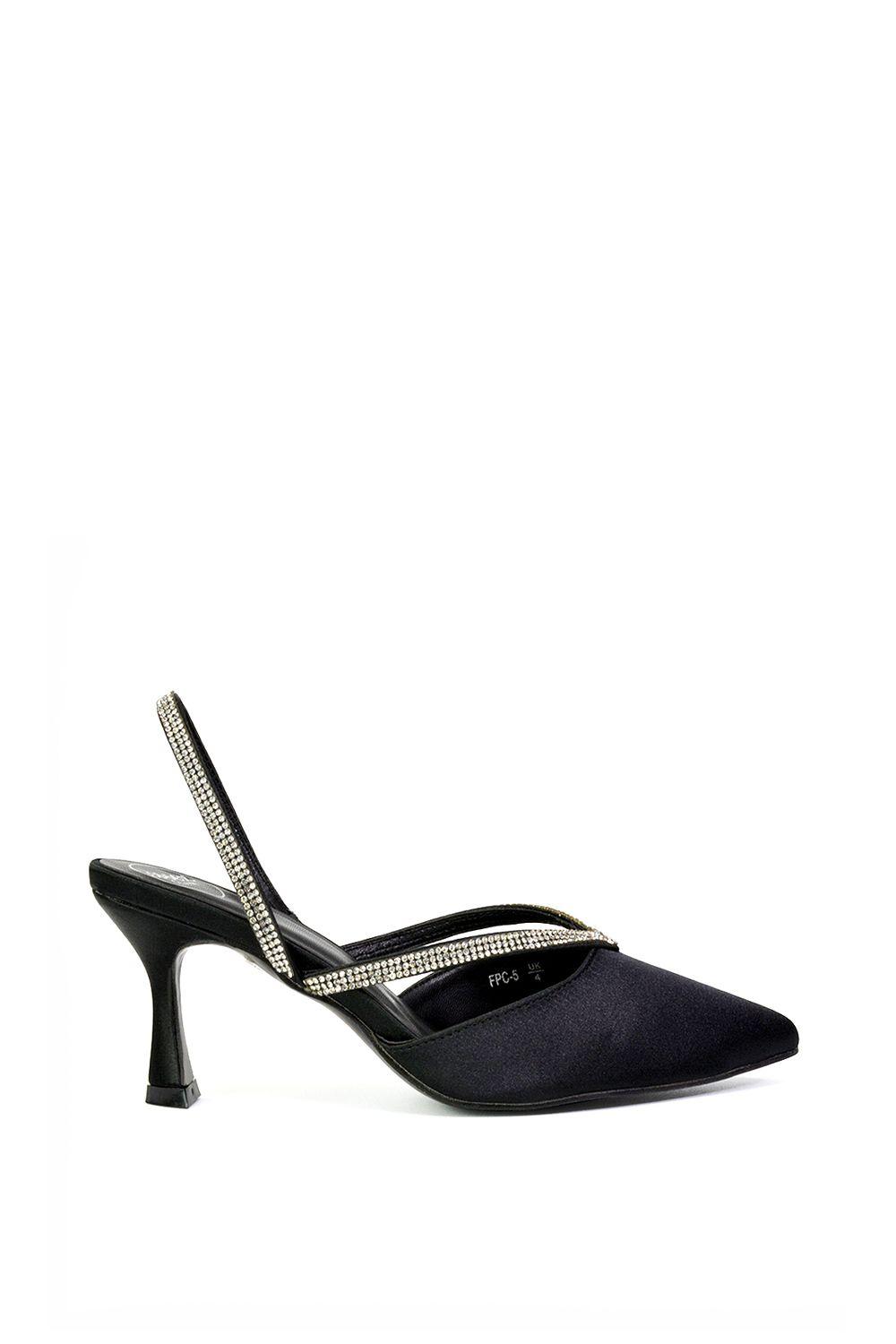 'Marissa' Pointed Toe Diamante SlingBack Strappy Stiletto Bridal Heels by XY LONDON
