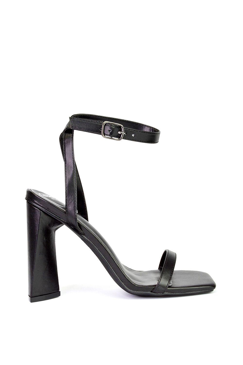 'Max' Strappy Square Toe Sculptured Block High Heel Sandals by XY LONDON