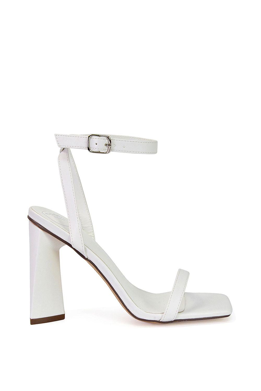 'Max' Strappy Square Toe Sculptured Block High Heel Sandals by XY LONDON