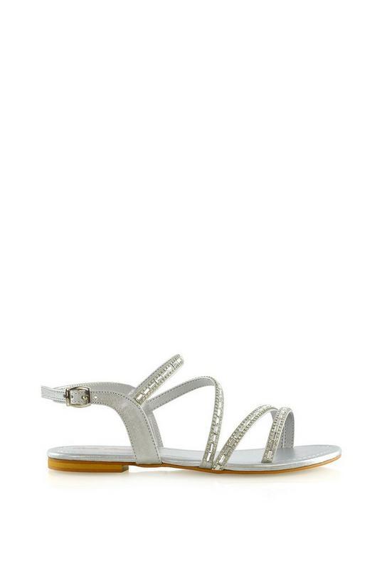 'Mercedes' Strappy Mirror Diamante Flat Sandals by XY LONDON 'Mercedes' Strappy Mirror Diamante Flat Sandals by XY LONDON