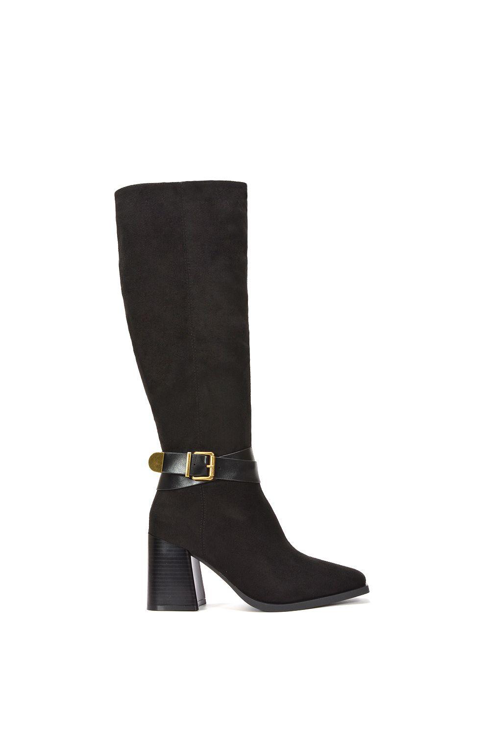 'Ophelia' Block Heel Square Toe Long Knee High Boots by XY LONDON