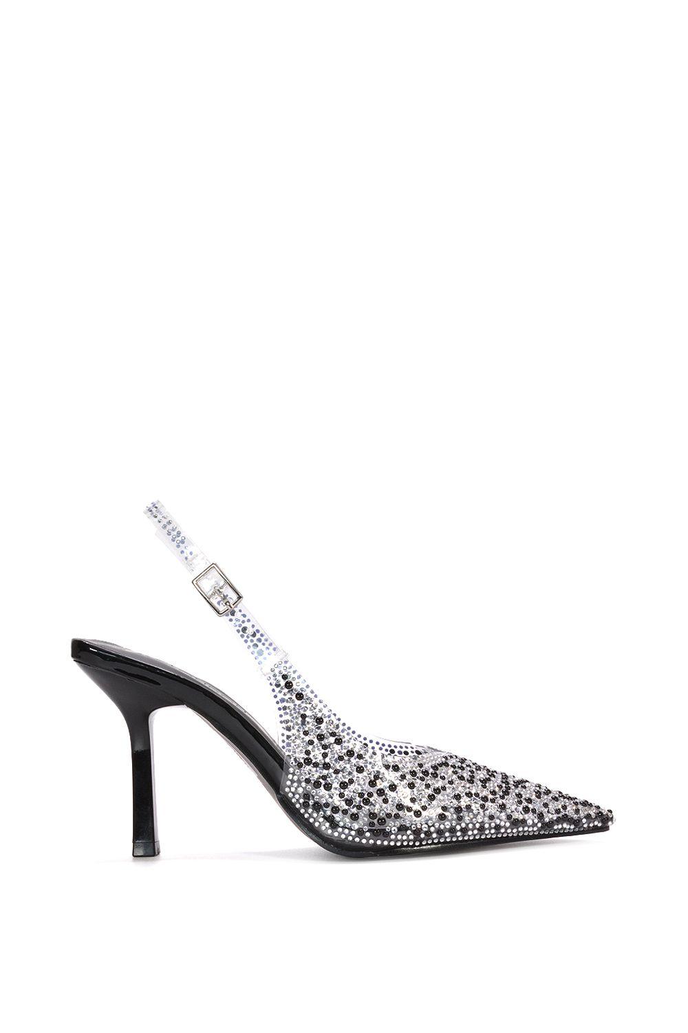 'Pauline' Perspex Slingback High Heels With Crystal Details by XY LONDON