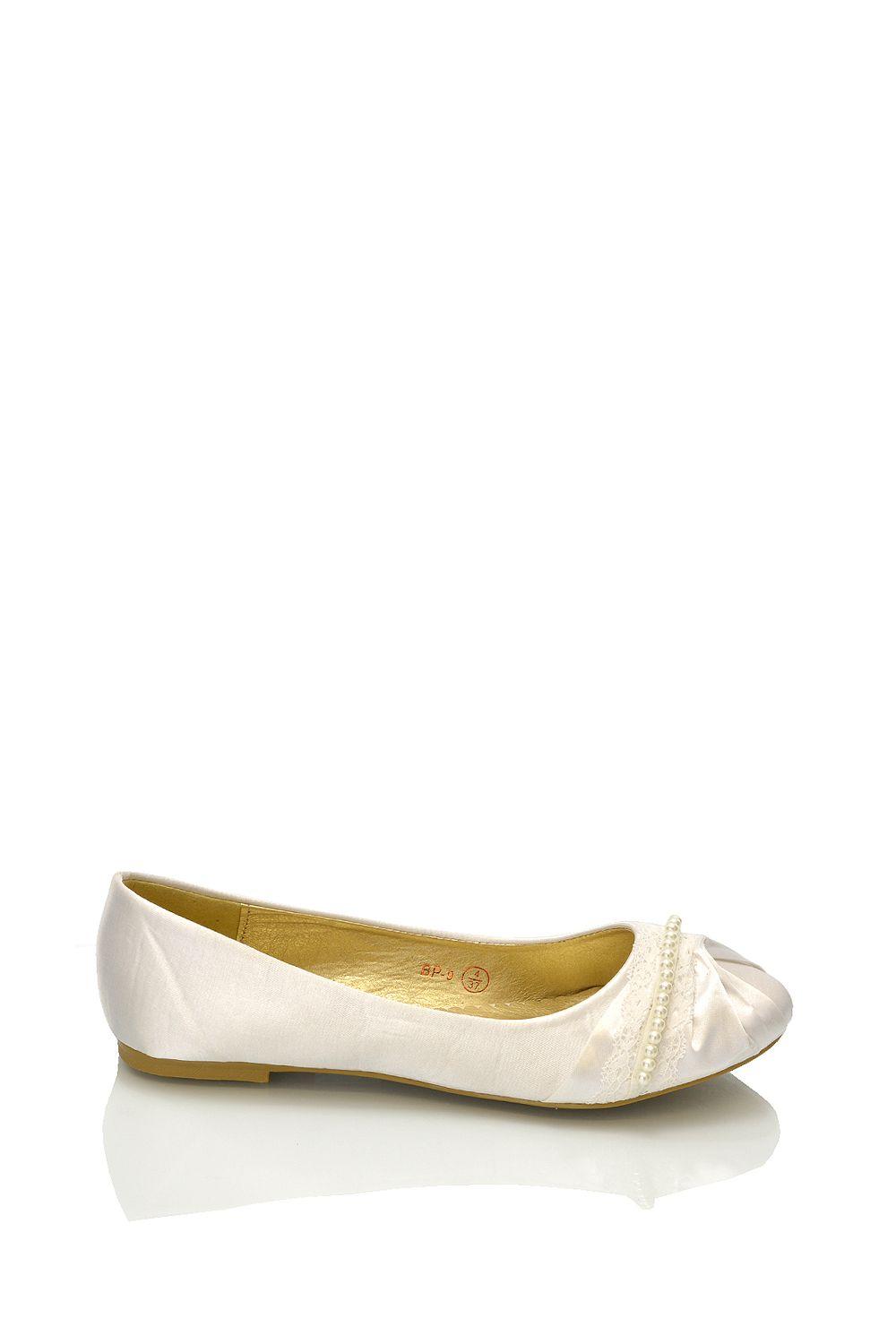 'Pearly' Flat Ballerina Bridal Pumps by XY LONDON