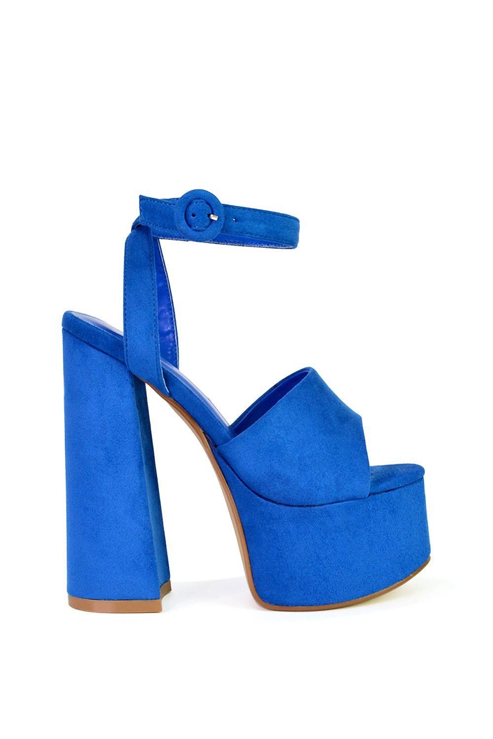 'Pennie' High Platform Heel Peep Toe Shoes With Ankle Strap by XY LONDON