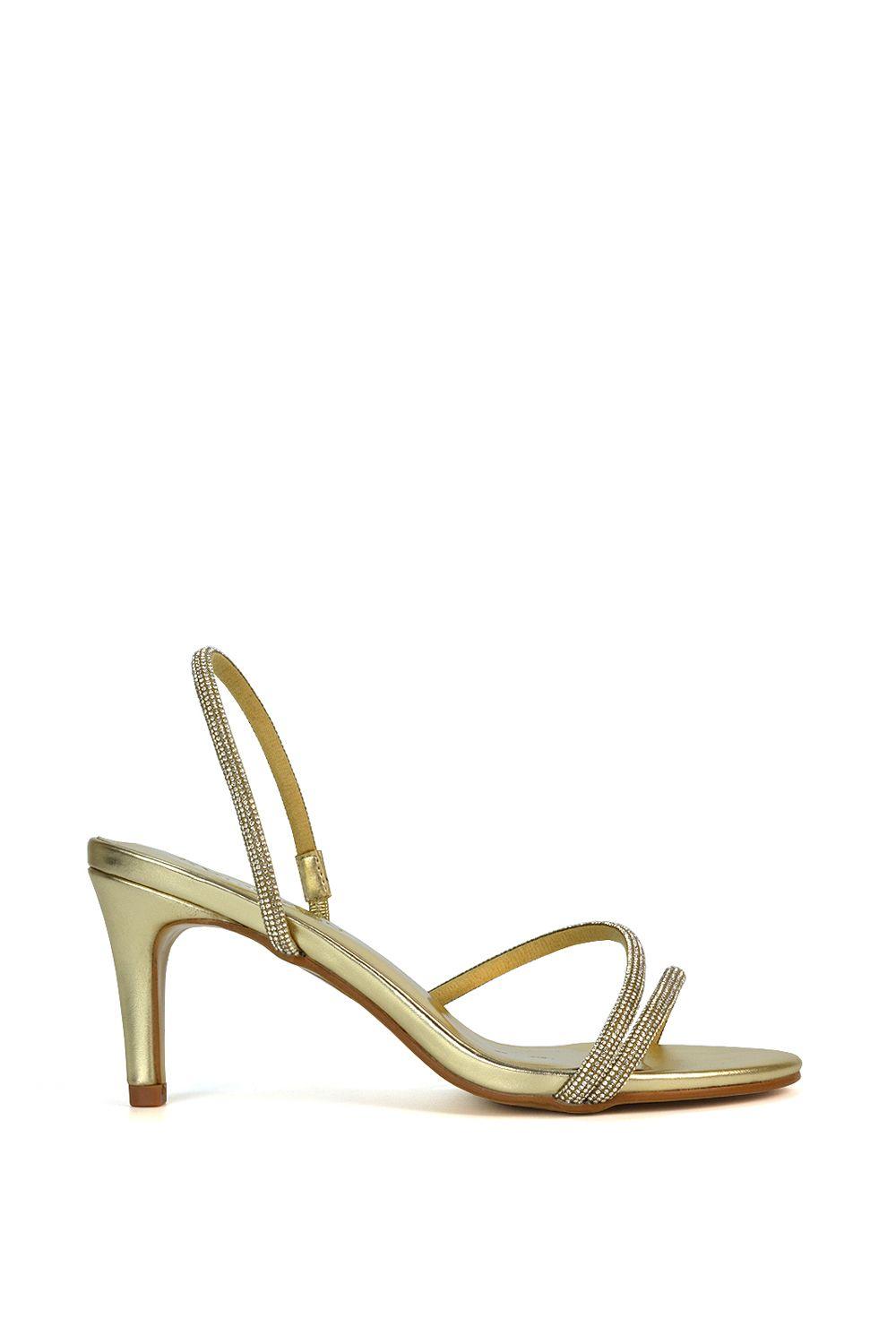 'Polly' Slingback Strappy Diamante Stiletto High Heel Sandals by XY LONDON