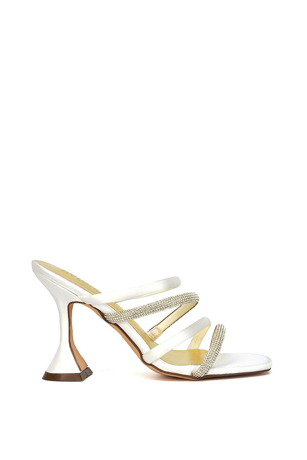 'Posie' Diamante Strappy Square Toe Sculptured High Heel Sandals by XY LONDON