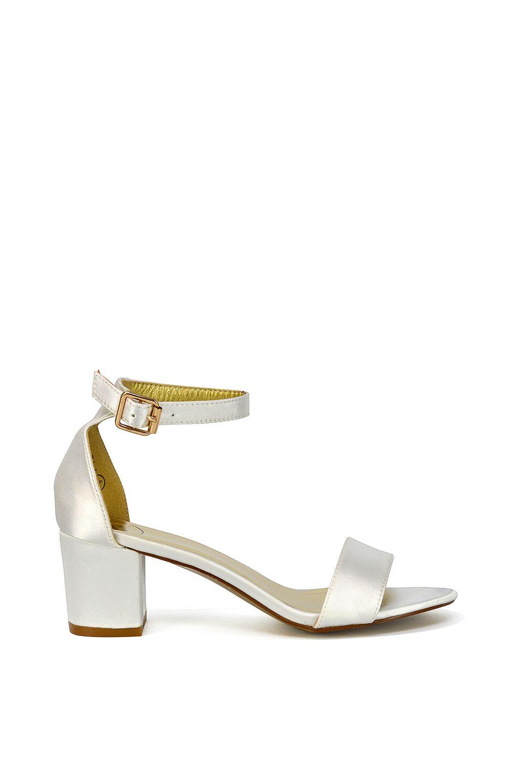 'Rita' Buckle Up Ankle Strap Low Mid-Block High Heel Sandals by XY LONDON