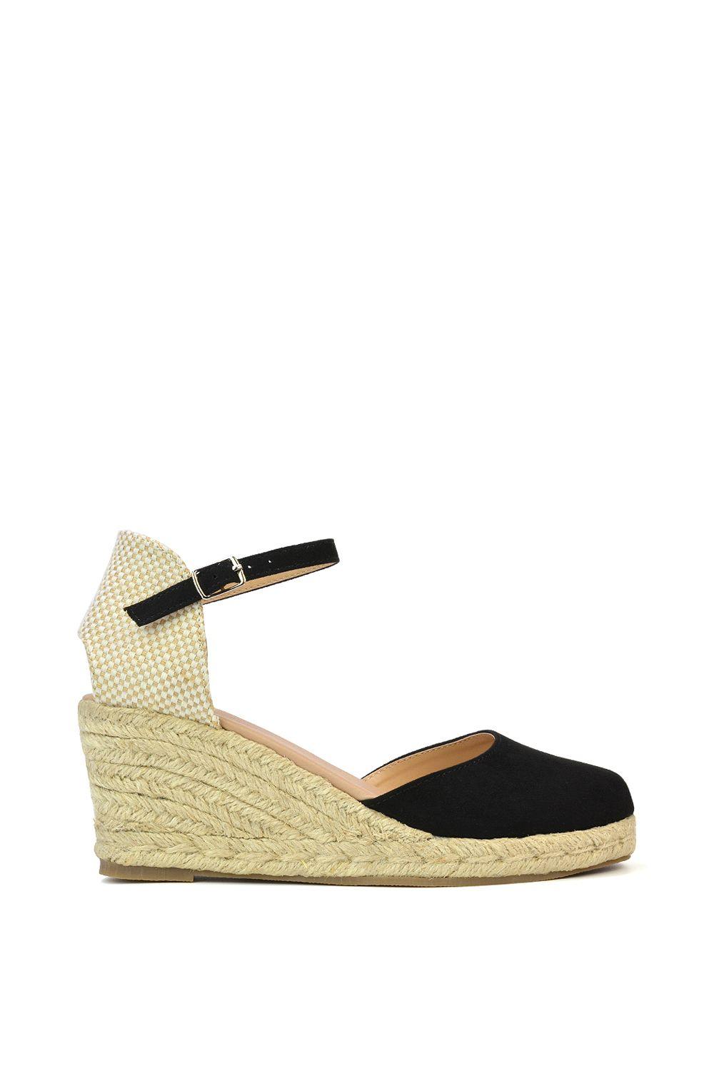 'Rocky' Closed Toe Strappy Espadrille Sandal Wedge Mid Heels by XY LONDON