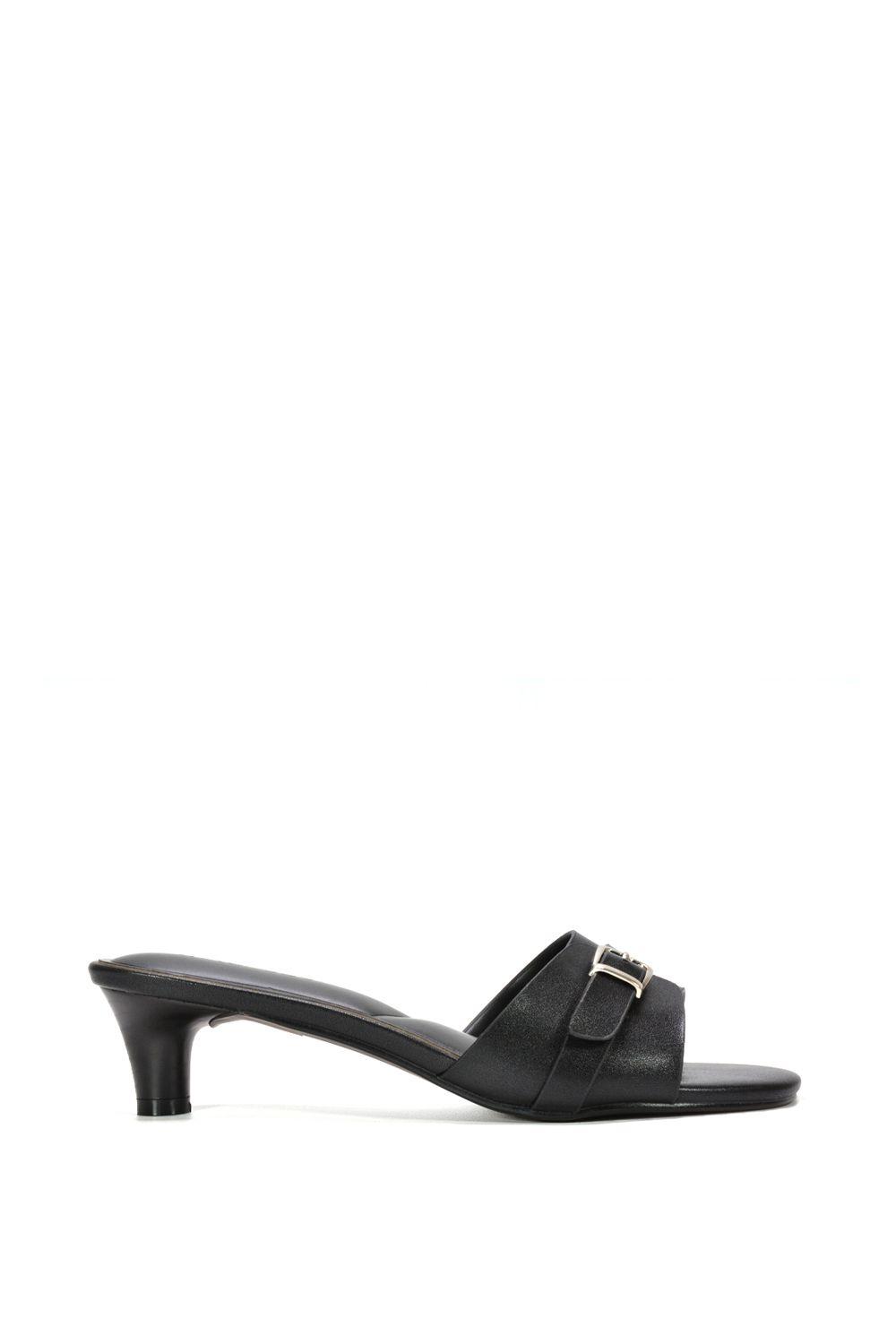'Romee' Slip On Low Kitten Heel Mule Sandals by XY LONDON