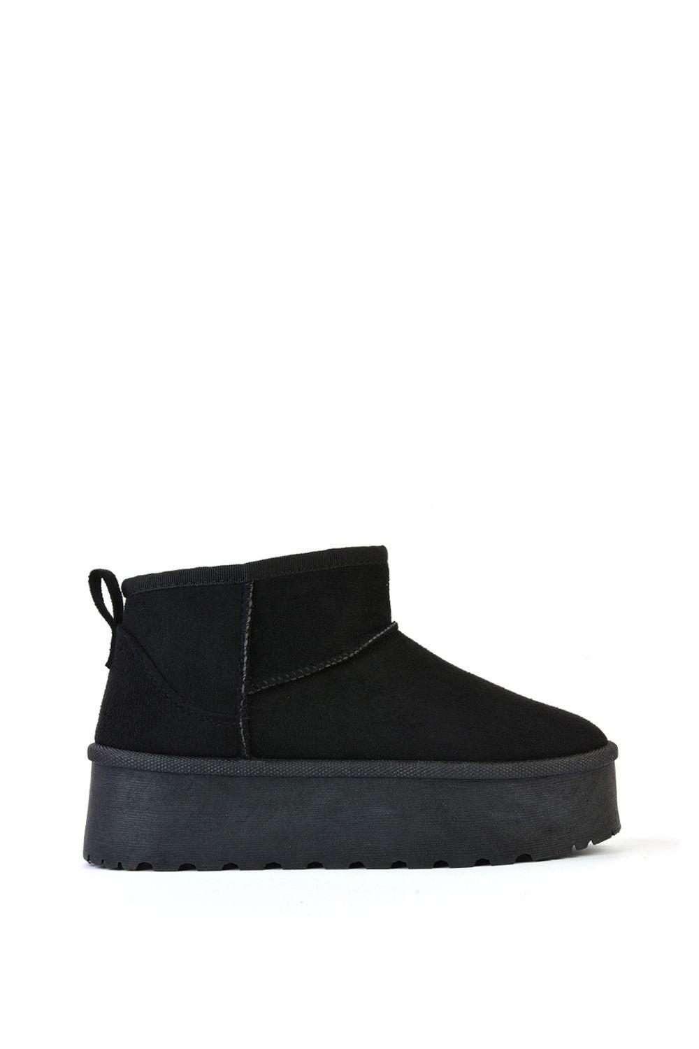 'Selina' Mini Flatform Micro Faux Fur Ankle Boots by XY LONDON