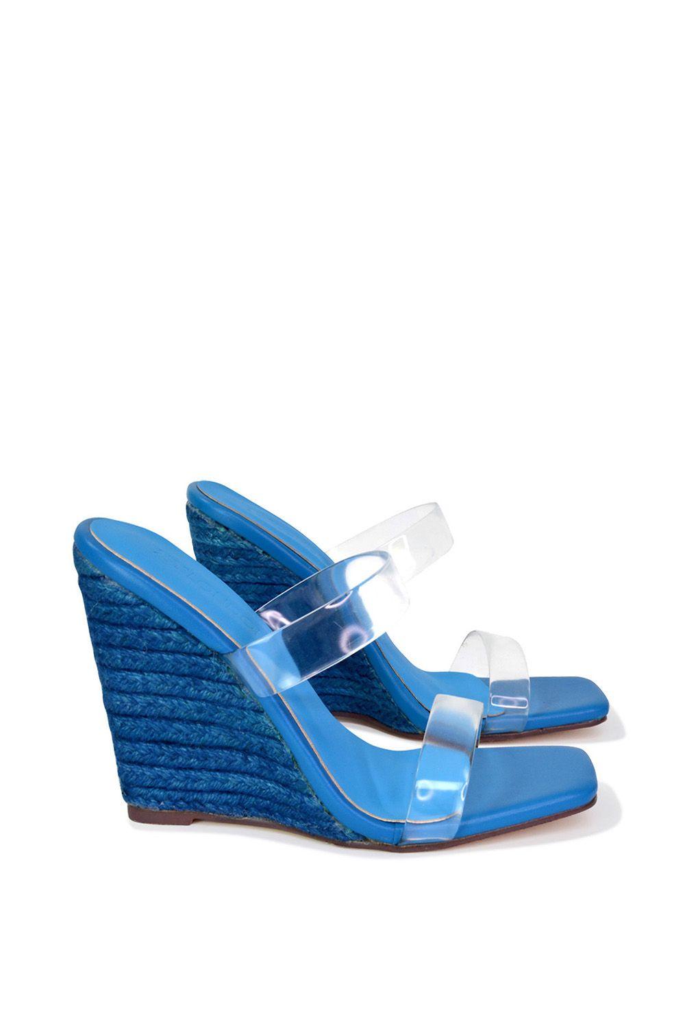 'Shea' Perspex Strappy Espadrilles Wedge Heel Sandals by XY LONDON