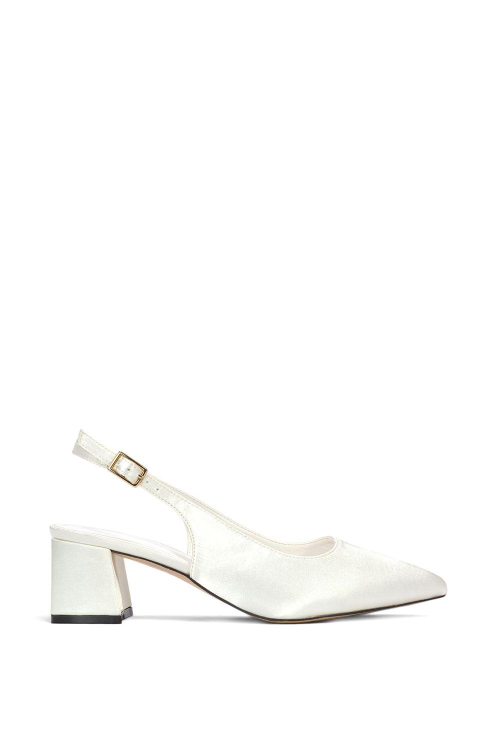 'Virelai' Low Block Heel Bridal Heels With Slingback by XY LONDON