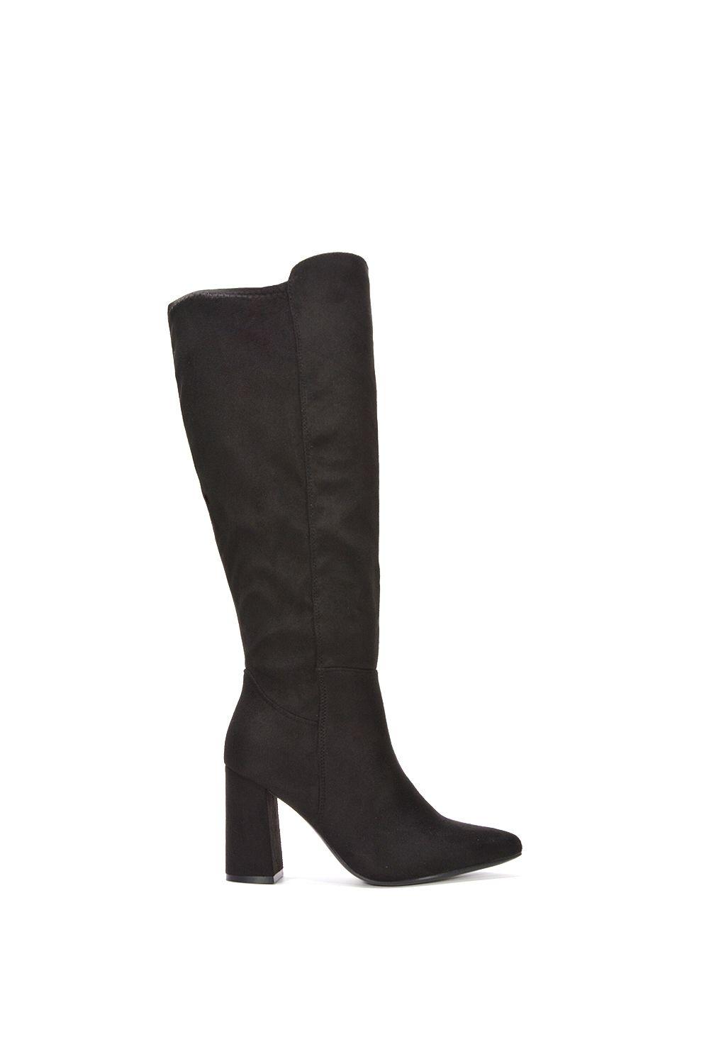 'Wisteria' Wide Calf Stretchy Block High Heel Knee Boots by XY LONDON 'Wisteria' Wide Calf Stretchy Block High Heel Knee Boots by XY LONDON