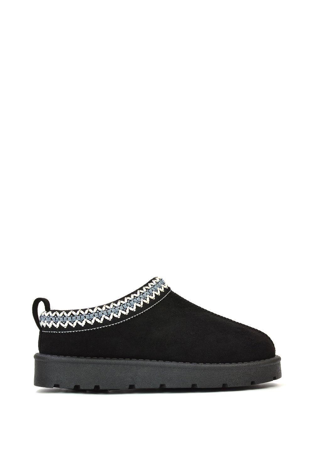 'Zoe' Aztec Faux Fur Slip On Micro Slippers by XY LONDON