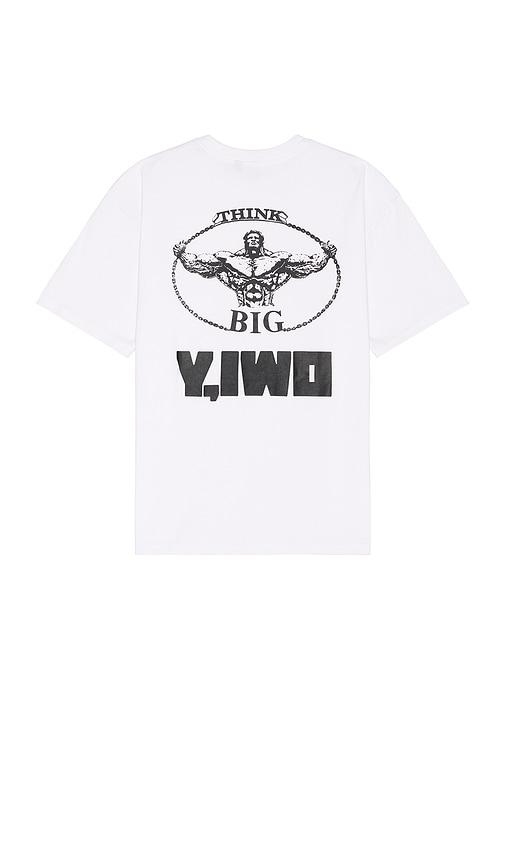 Y,IWO Think Big Pocket Tee in White by Y,IWO