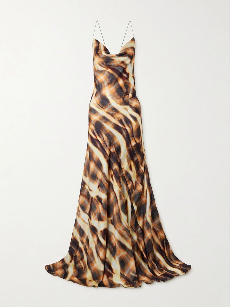 Asymmetric draped printed satin maxi dress by Y/PROJECT