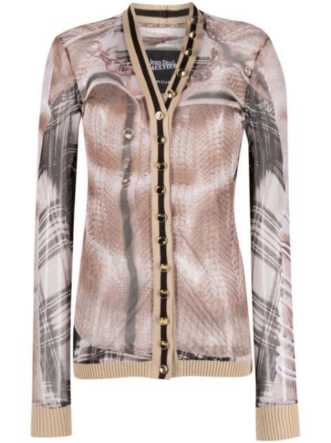 Trompe L'oeil mesh cardigan top by Y/PROJECT