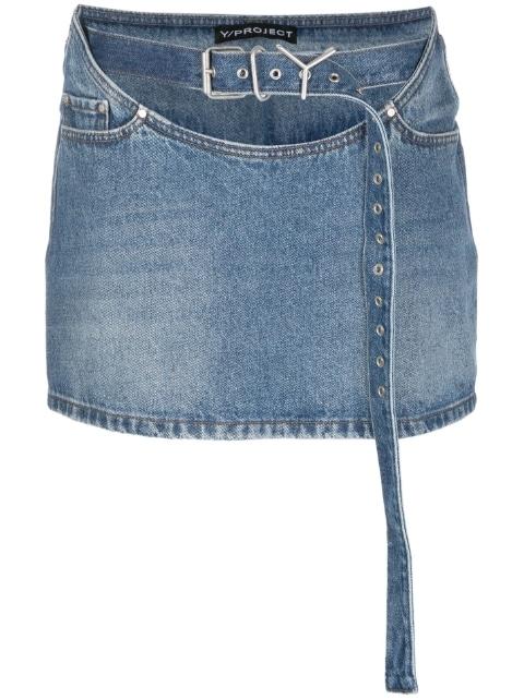belted denim miniskirt by Y/PROJECT