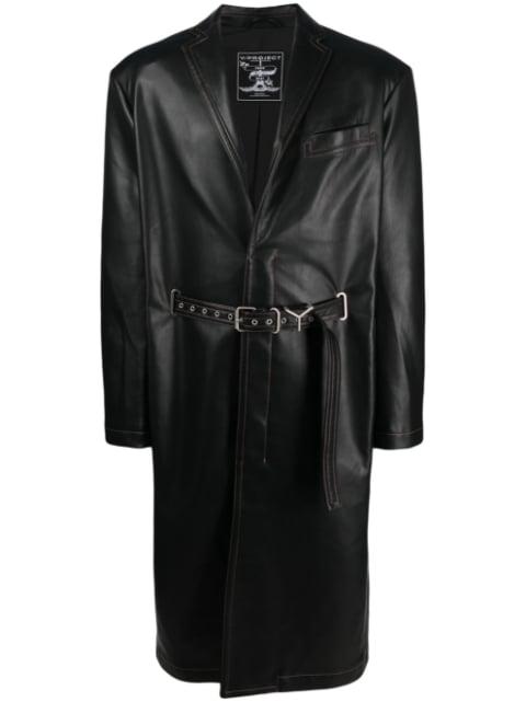 belted faux-leather coat by Y/PROJECT